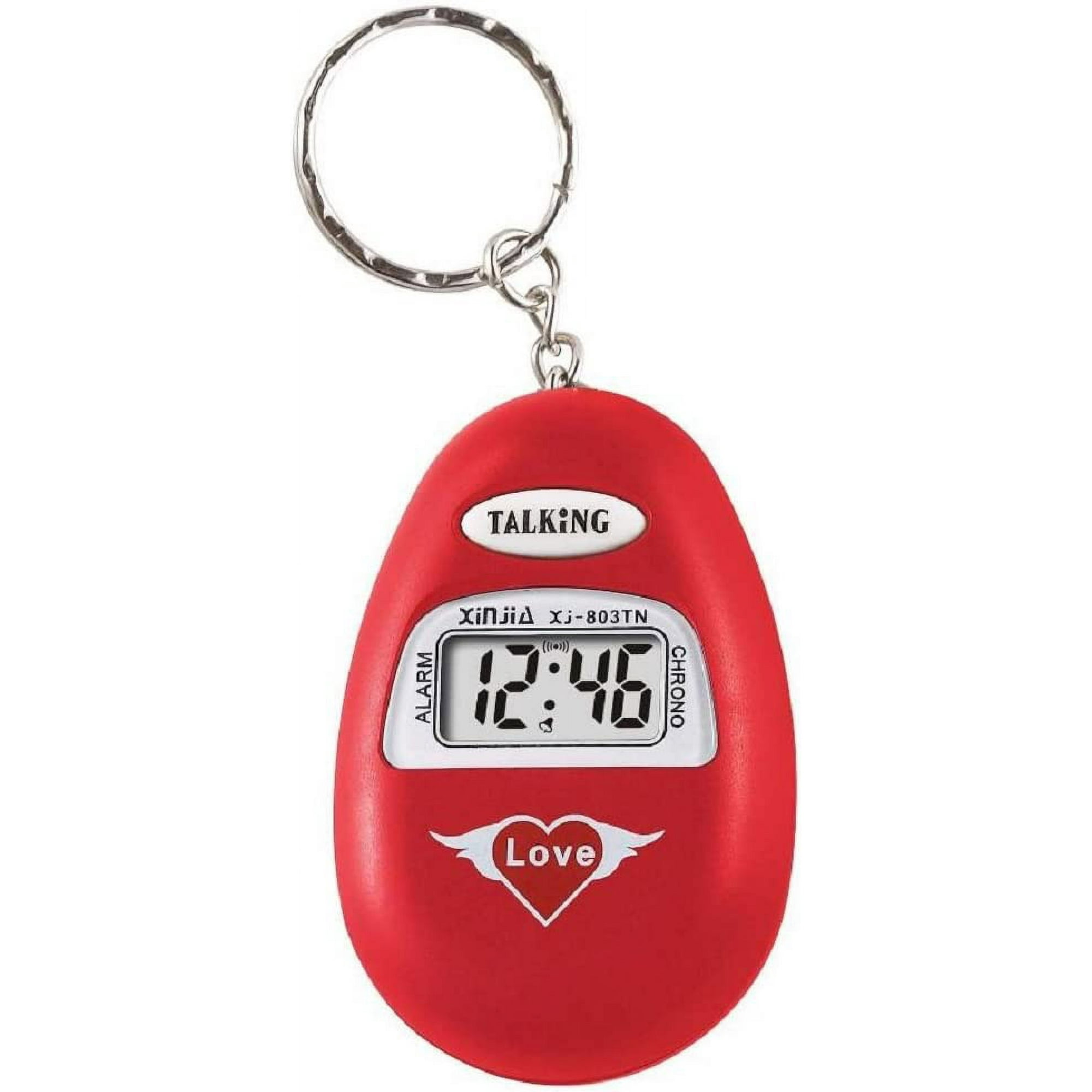 AVEKI Alarm Clock Keychain Oval Talking Clock English Broadcast for The Old Man and The Blind Red