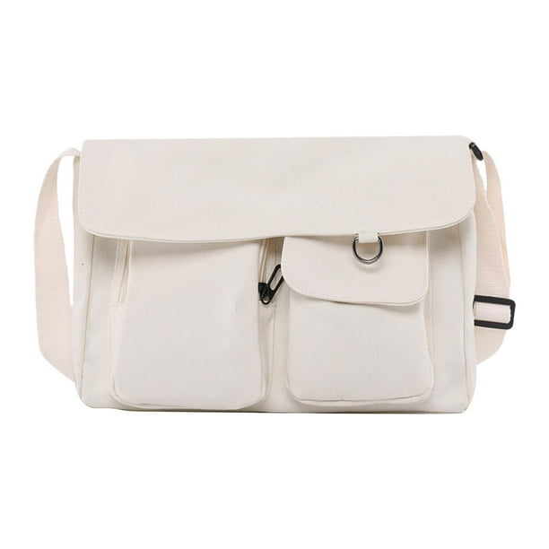 Bolso de hombro de lona sencillo para mujer, bolso multifuncional ajustable a la moda para mujer Blanco Yuyangstore Bolso de hombro para mujer