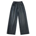 thumbnail image 4 of XEGLSBU Girls Jeans Size 7 Slim Long Girls Denim Pants Straight Leg Loose Fit Wide Leg Casual Comfortable Stretch Jeans for Kids Blue Size 9-10 Years, 4 of 5