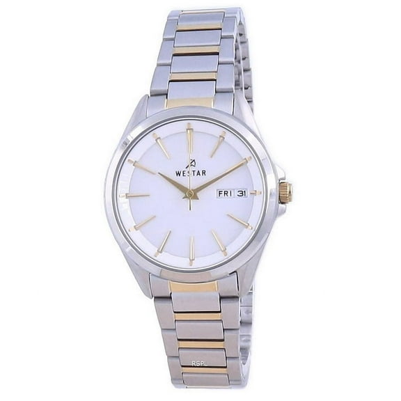 Westar Women's 16 mm White Dial Two Tone Stainless Steel Wristwatch, Multicolor, (40212 CBN 101)