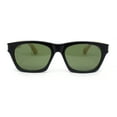 thumbnail image 2 of Bamboo Arm Retro Hipster Horn Rim Gentlemans Sunglasses Matte Black - Green, 2 of 4