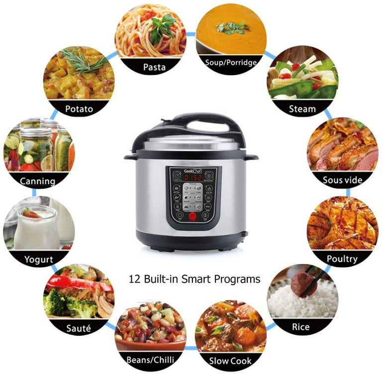 NutriChef 6.5 Qt 11 in 1 Electric Sous Vide Slow Multi Cooker, Stainless  Steel 