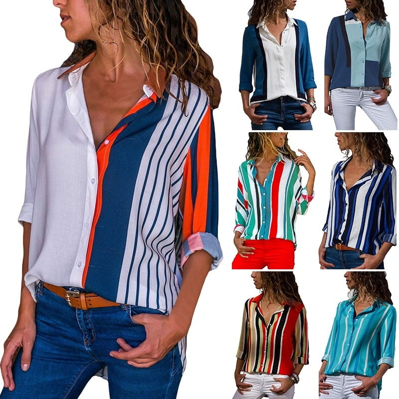 striped button up shirt womens