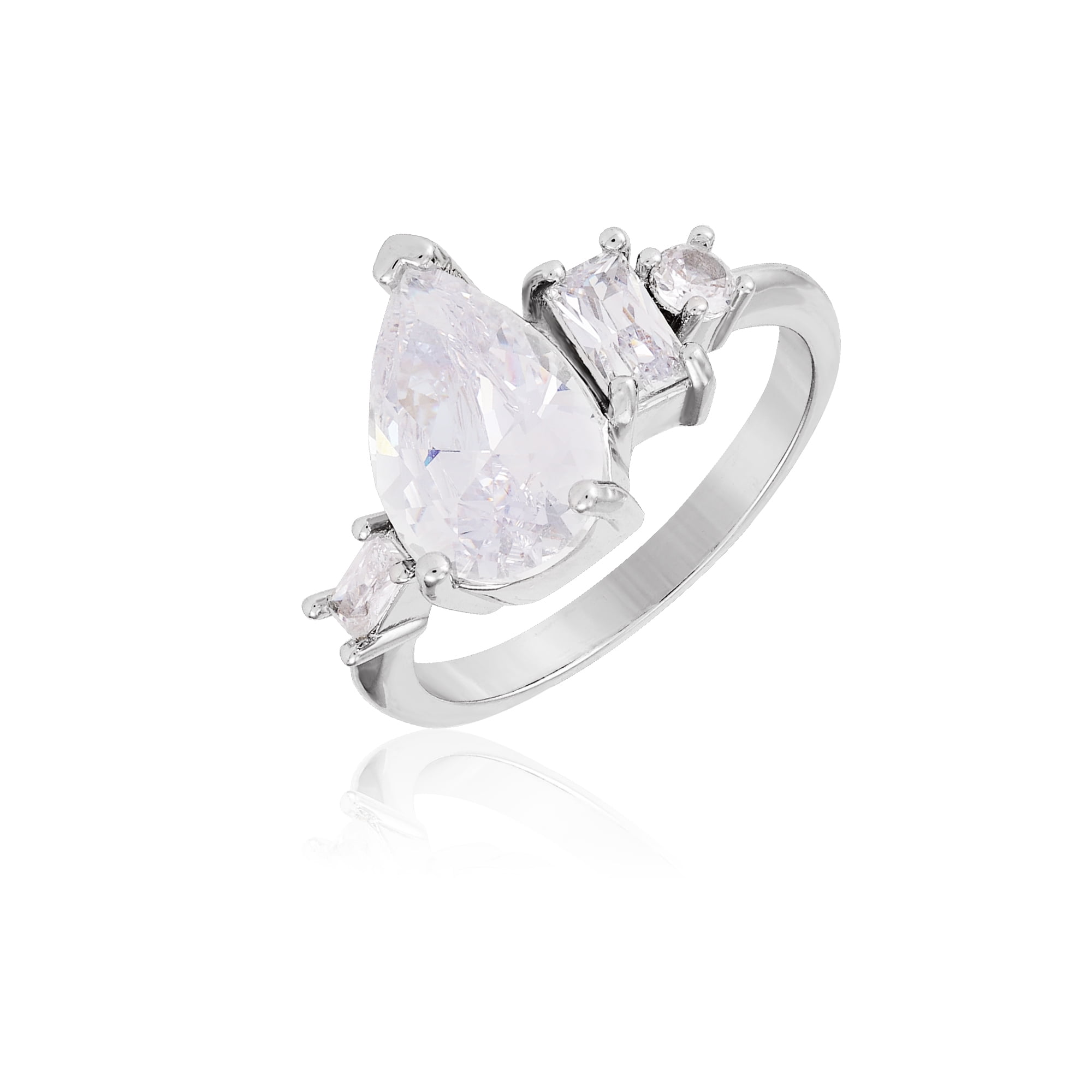 ミカリンページ Believe Women's Silver Plated Aquamarine Cubic Zirconia Ring Size