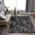 thumbnail image 3 of LNWH Black Rose Lines Texture Rug for Bedroom Living Room, Non-Slip Soft Foldable Carpet, 63" x 48", 3 of 6