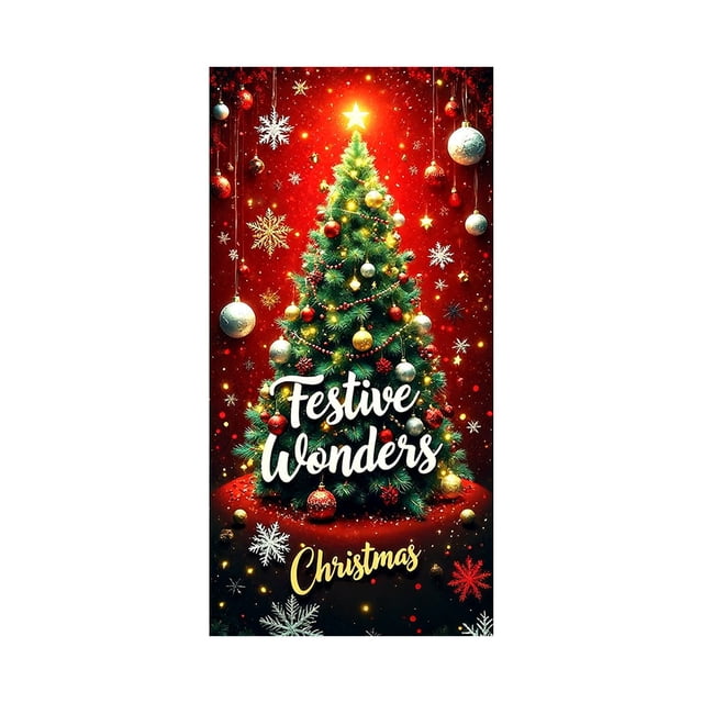 Decoraciones de Navidad Decoración de Puerta de Navidad de 35 X 71 Pulgadas - Patrón de Santa Claus - Decoración de Puerta de Navidad - Decoración de Fiesta de Vacaciones Decoraciones de Navidad de In