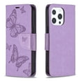 thumbnail image 2 of iPhone 13 Pro Max Wallet Case, Embossed Butterfly PU Leather Credit Card Holder Slots Full Body Protection Kickstand Flip Folio Shockproof TPU Phone Cover for Apple iPhone 13 Pro Max,Violet, 2 of 5