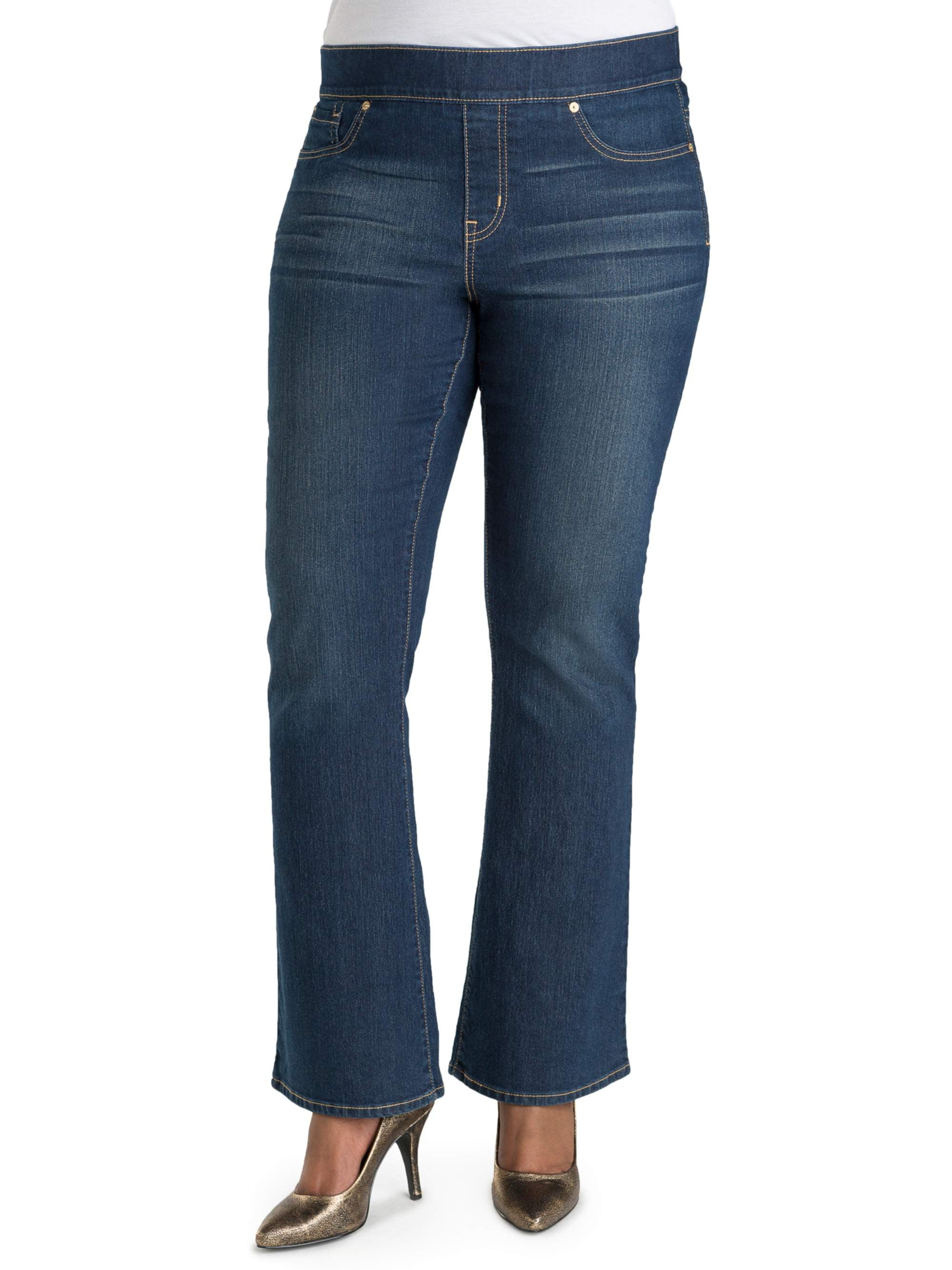 Plus Womens Totally Shaping Pull On Bootcut Jeans