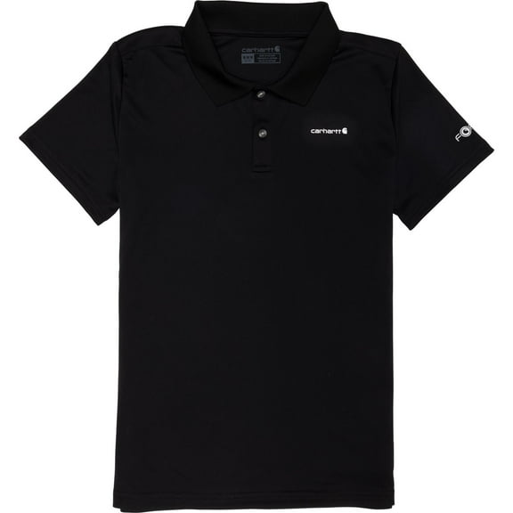 Carhartt Big Boy's Short-Sleeve Force Sun Defender Polo Shirt (Black) (Large, L, 14/16)