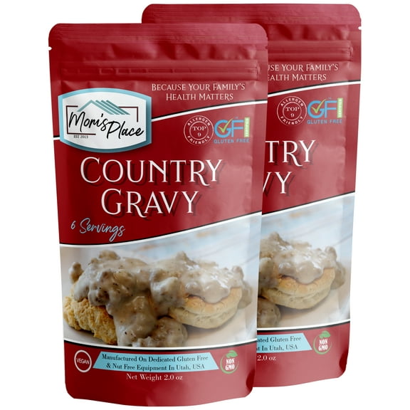 Mom's Place Gluten-Free Dairy Free Country Gravy Mix (2-Pack), Nut Free, Soy Free, Corn Free, Non-GMO, Rich, Creamy Gravy for Breakfast & Dinner