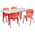 thumbnail image 3 of Flash Furniture Emmy Adjustable Classroom Activity Table with 4 Chairs, 23.625"W x 47.25"L, Red, 3 of 7