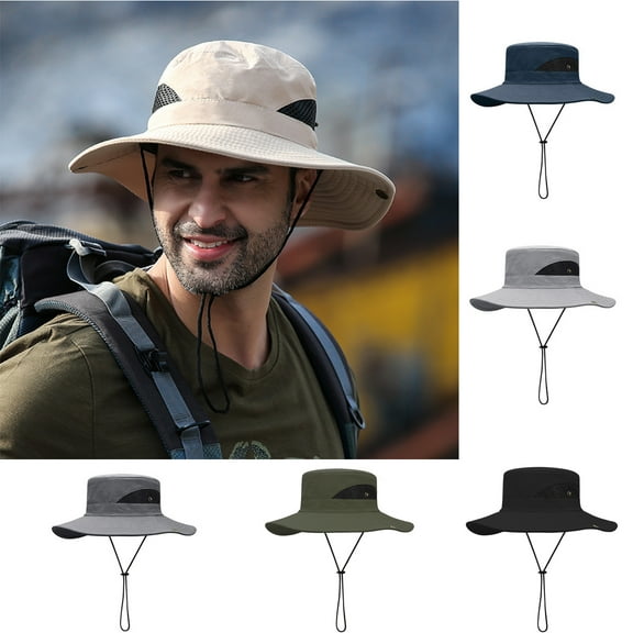 Dress Choice Men Sun Hat Waterproof Wide Birm Bucket Hat UV Protection Adjustable Mesh Boonie Hat for Fishing Hiking Garden Beach