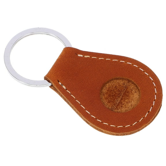 COMPUKAS 1Pcs Keychain Pendant Gift In Light Brown Leather For Men And Women Birthday Gift
