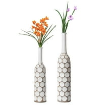 Tall floor vases for decor living room floor, Decorative Contemporary Floor Vase White Carved Divot Bubble Design with Tall Neck, 26 Inch, big vases home decor,