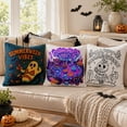 thumbnail image 5 of Summerween Decor Square Pillow Cover 18x18in, Retro Tropical Halloween Ghost Design Plush Throw Pillowcase, Comfort Couch Accent for Summerween Party Decorations, 5 of 7