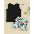 thumbnail image 5 of Musuos Toddler Boy Summer 2 Piece Outfits, 6 12 18 24M 3Y Crew Neck Sleeveless Letter Print Tank Tops + Elastic Waist Shorts Infant Set, 5 of 10