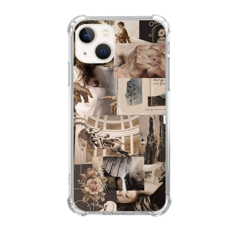 Beige Collage Case Compatible with iPhone 14 Plus,Aesthetic Art