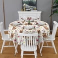 thumbnail image 2 of White Highland Cow Flower Pattern Round Tablecloth 60"x60",Wrinkle Wipeable Table Cloth for Kitchen Dining Room Picnic Patio Party, 2 of 6