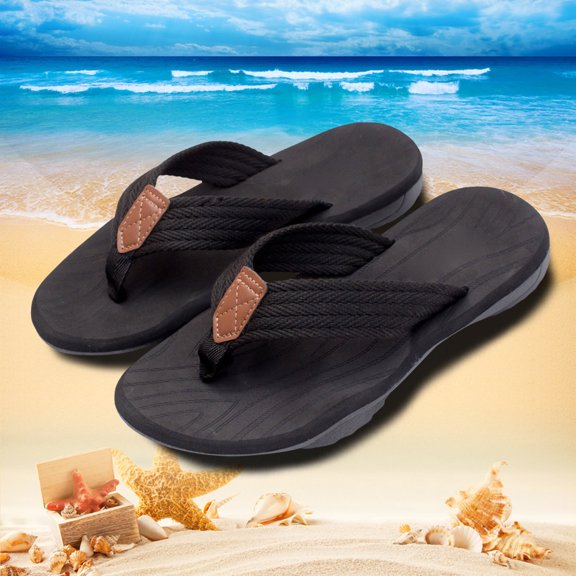 Men Slippers Arch Support Summer Casual Outside Wear Beach Non Breathable Flip Flops Clip Toes Big Size Flat Bottom Sandals for Men