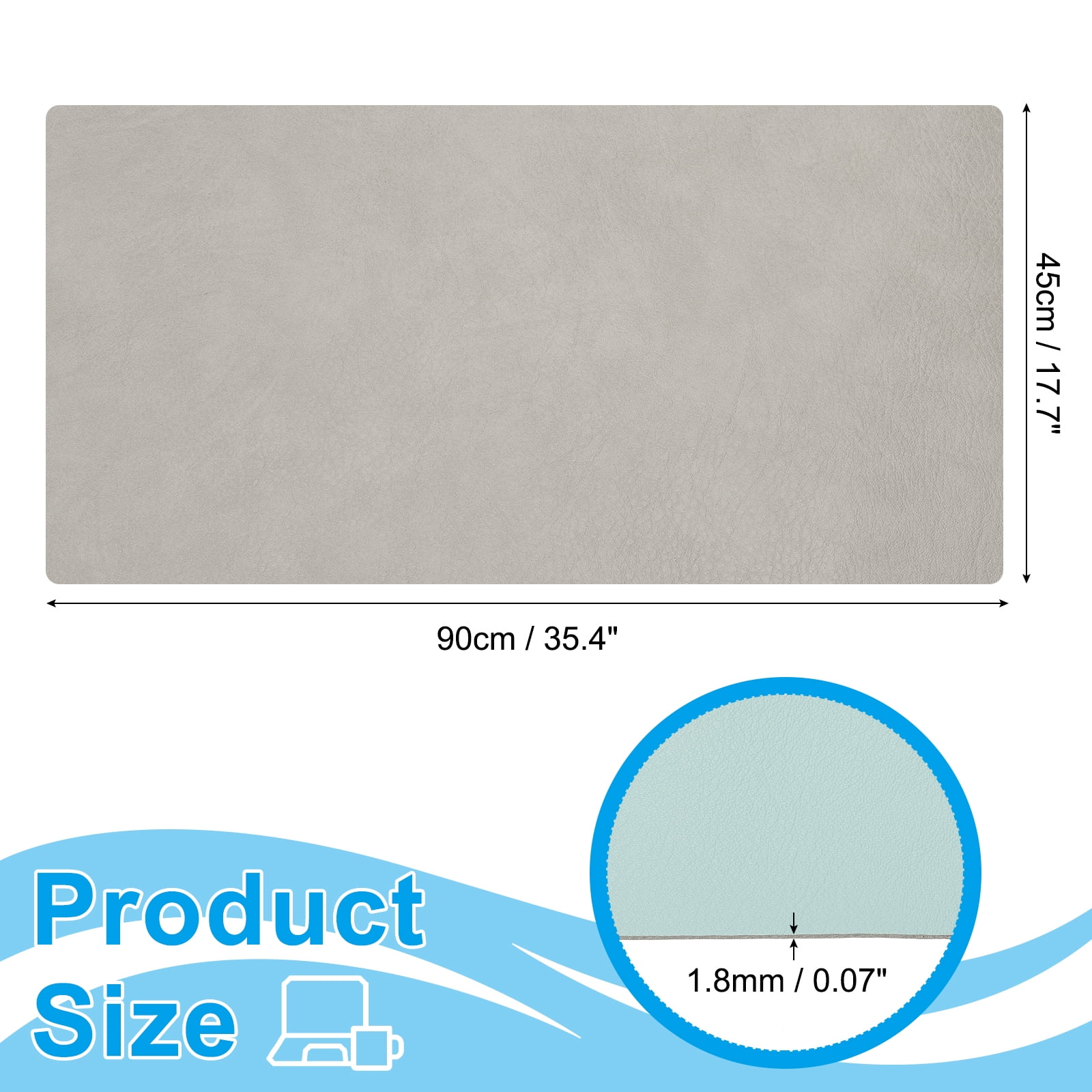 Uxcell 35.4" x 17.7" Leather Desk Pad Protector, 1Pcs Large Dual-Sided Desk Mat Waterproof Leather Mouse Pad for Laptop Computer Writing Desk Table Gaming Home, Light Gray/Sky Blue