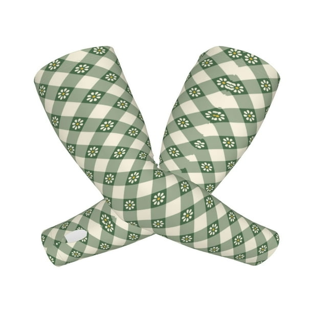 Balery Daisy Plaid Green Mangas Refrescantes para Brazos para Hombre y Mujer – Transpirables y Absorbentes de Humedad para Mujeres, Hombres y Niños