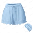 thumbnail image 2 of JFGHDG Women's Shorts Running Shorts Floral Lace Trim Shorts Summer Shorts Going Out Bottoms Stretch Shorts Women Booty Shorts Womens Shorts Casual Cover up Shorts Sky Blue L, 2 of 3
