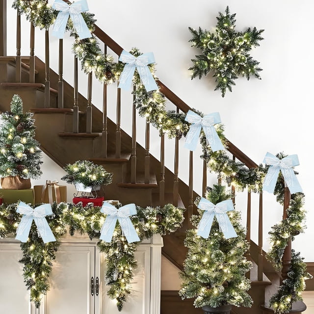 Paquete de lazos para árbol de Navidad: adornos colgantes de tela para coronas y fiestas navideñas. Nchkun