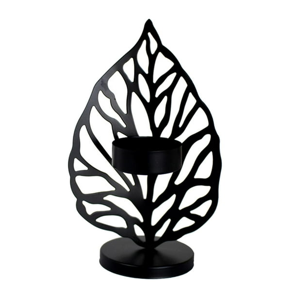 Portavelas metálico para velas cónicas, candelabro alto para velas de pilar, estilo moderno para bodas y comedores. Negro A