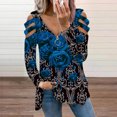 thumbnail image 2 of Camiseta de manga larga con cuello en V para mujer a la moda, blusa sólida de otoño, Tops con cremallera Fridja  ghj987+5419, 2 of 5