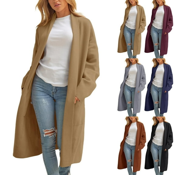 idosla Women's Long Cardigan Sweater 2025 Fall Fashion Casual Oversized Knit Open Front Coatigan Jacket Coat Outfits (Khaki, XL)