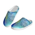 thumbnail image 2 of Daiia Peacock Print Women’s Fuzzy Slippers Memory Foam Lightweight House Shoes Cozy Loafer Flannel House Shoes-37/38, 2 of 7