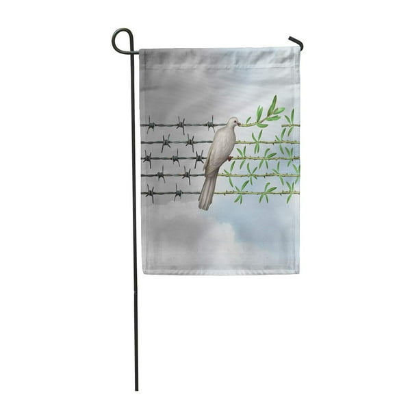 POGLIP Hope As Dove on Barbed Wire to Olive Branches Symbol Garden Flag Decorative Flag House Banner 28x40 inch