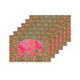 thumbnail image 4 of MKHERT Vintage Map with Ethnic Elephant in Mandala Placemats Table Mats for Dining Room Kitchen Table Decoration 12x18 inch,Set of 6, 4 of 4
