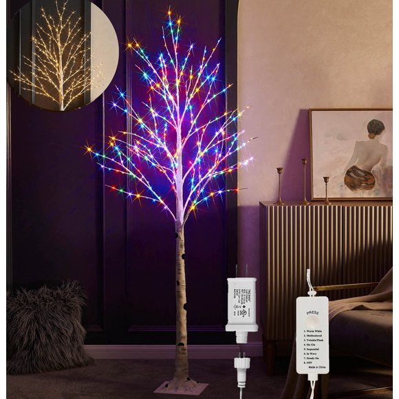 Árbol de abedul LED Birchlitland de 6 pies y 330 litros con guirnaldas de luces