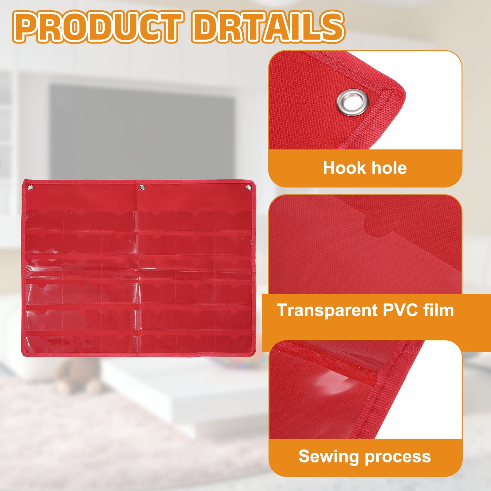 Uxcell 2 Pcs 2" x 4" Index Card Holder Sleeve, 36 Card Slots Organizer Sleeve for Office Home Organization, Red