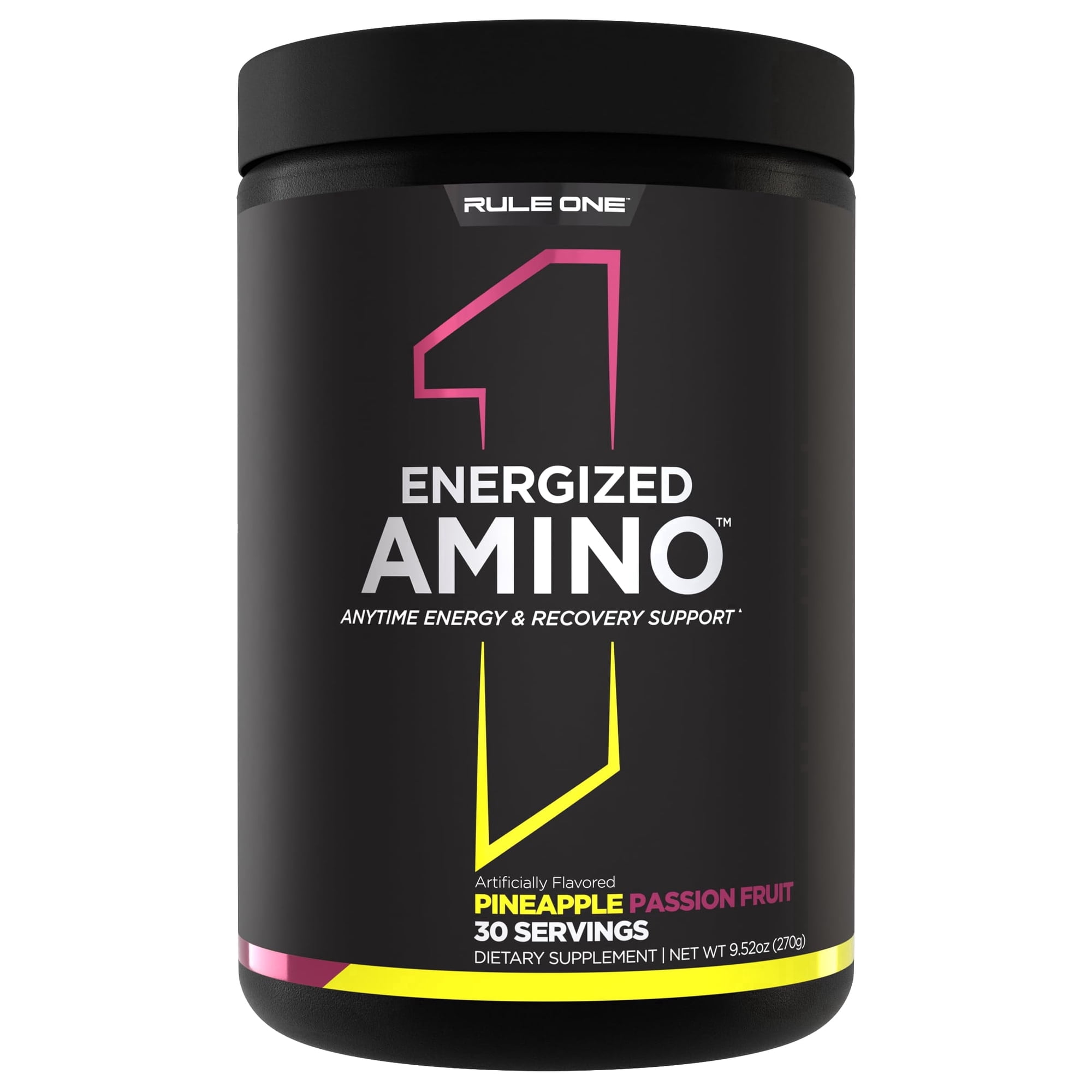Rule 1 Proteins Energized Amino – Anytime Energy and Recovery Support with BCAAs, Glutamine, Citrulline, Beta Alanine, and Caffeine (30 Servings, Pineapple Passionfruit)