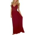 thumbnail image 2 of Women Dresses Plus Sleeveless Sexy Solid Fashion Dresses Sling Fashion Dresses Wine Trendy Skirt Size XL, 2 of 7