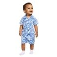 thumbnail image 2 of Wonder Nation Baby Boys Short Sleeve Printed Collared Button Top and Matching Shorts Set, Sizes 0/2M-24M, 2 of 8