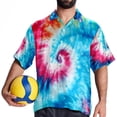thumbnail image 4 of tie dye132 Men's Short Sleeve Printed Poplin Shirt with Spread Collar Tops - Casual Button Down Summer Beach Shirt for Men and Women, 4 of 6