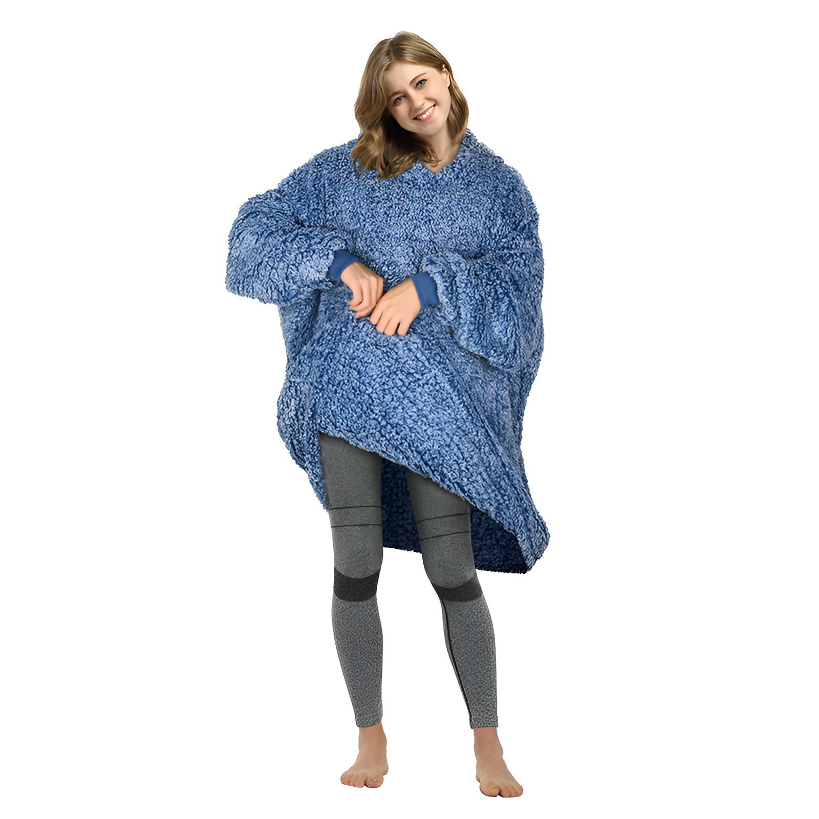 Catalonia Oversized Blanket Hoodie Sweatshirt, Wearable Sherpa Lounging Pullover for Adults Women Men