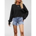 thumbnail image 4 of Women'S Sweater Fall Crew Neck Batwing Sleeve Pullover Sweaters Black L, 4 of 7