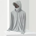 thumbnail image 5 of Xfvqtps Mens Cooling Sun Protection Light Jacket Hoodie with Wide Brim Full Zip up Long Sleeve Solid Color Elastic Lightweight Breathable Summer Tops for Fishing Hiking Athletic Running Gray, 5 of 9