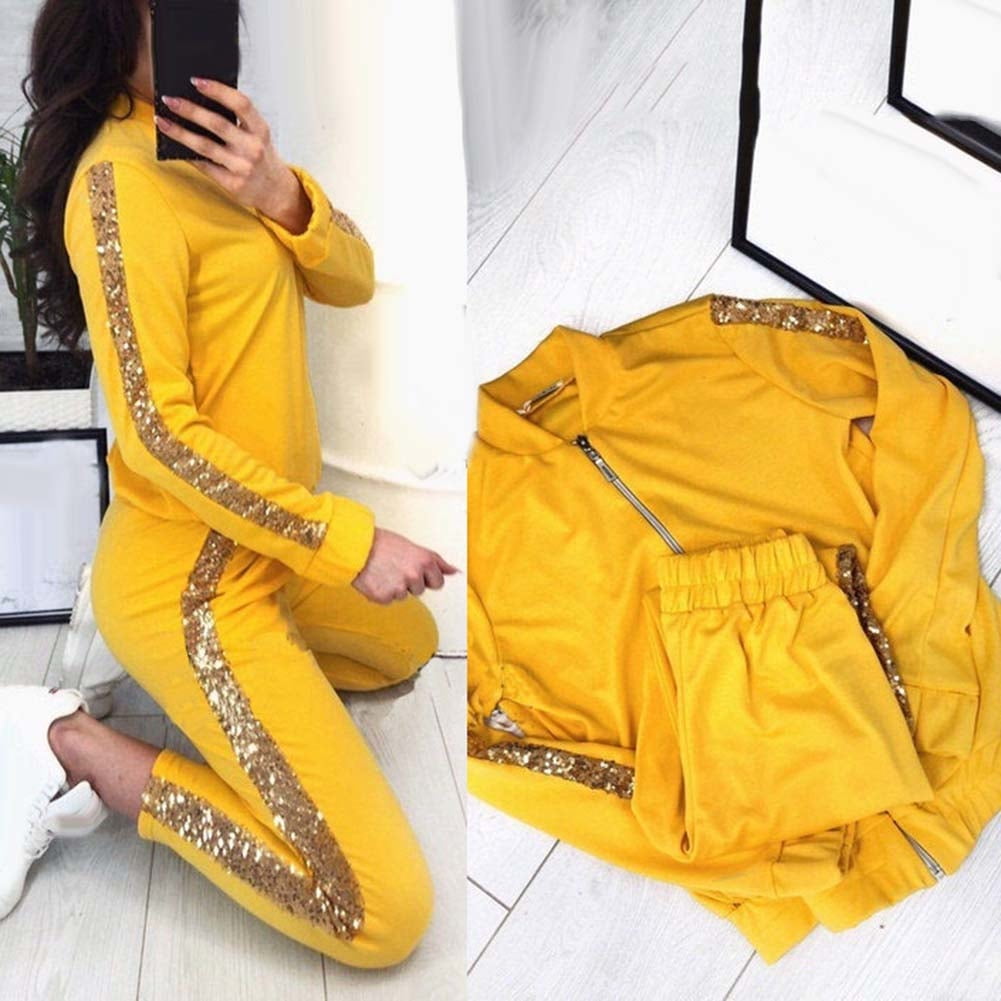 yellow jogging suit