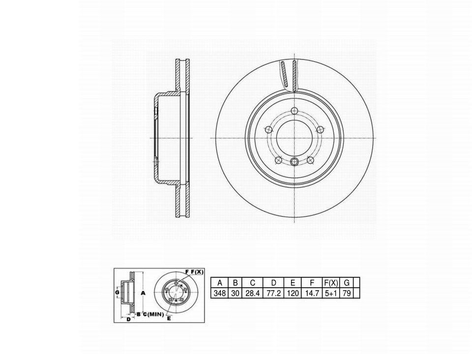 UltraHC Coated High Carbon Brake Rotor, Front UR003822, BMW 535i 2010-2008