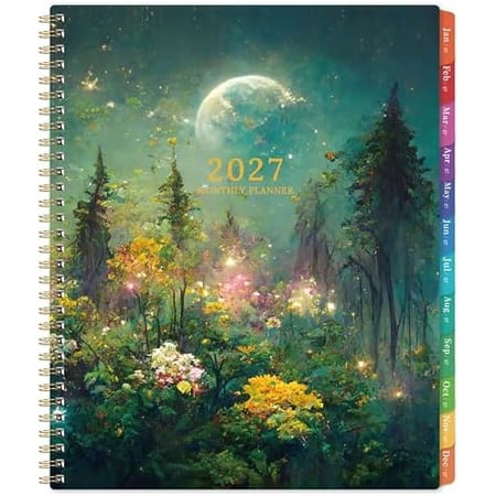 2027 Monthly Planner - 2027 Planner JAN 2027 - DEC 2027 9 x 11 | Monthly Planner 2027 2027 Calendar Planners with Tabs Pocket Monthly Calendar for Office School Home Use - Green