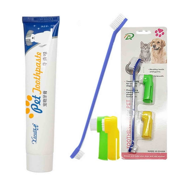 Shldybc Dog Brosse à Dents & Toothpaste Kit - Nettoyage des Dents pour Chiens Petits Chiens Déodorant Décalcifier les Produits de Nettoyage