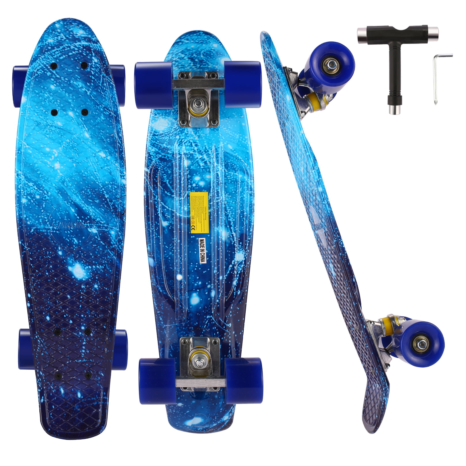 22" Complete Mini Cruiser Skateboard Deck w/ LED Light Up Wheels for Kids Teens. 
