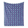 thumbnail image 1 of Ikat Soft Flannel Fleece Blanket, Tribal Abstract Shapes with Smudged Paint Effect Vertically Aligned Ogee, Cozy Plush for Indoor and Outdoor Use, 60" x 80", Purple Sky Blue and Pink, by Ambesonne, 1 of 6