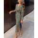 thumbnail image 4 of Vestido Midi con estampado Retro para mujer, prenda elegante de manga larga con cuello de pico, primavera y verano, 2024, 4 of 5