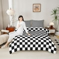thumbnail image 4 of Homewish Geometric Plaid 2pcs Bedding Comforter Set For Teens Boys Girls,Black White Twin Comforter Sets,Vintage Aesthetic Breathable Bedding Set,Super Cozy Room Decor,Reversible, 4 of 8